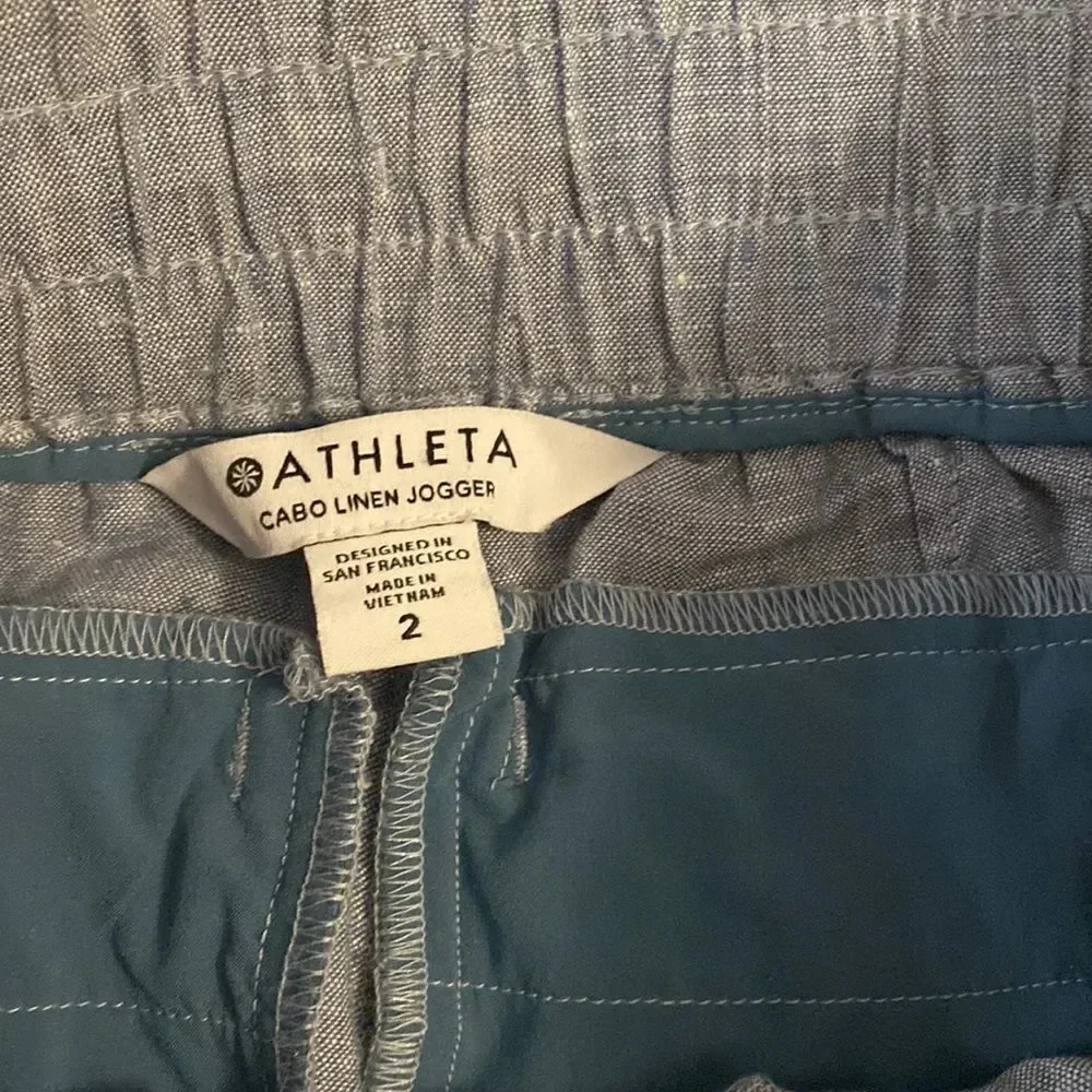 Athleta sz 2 Cabo Linen Jogger in chambray excellent pre owned condition